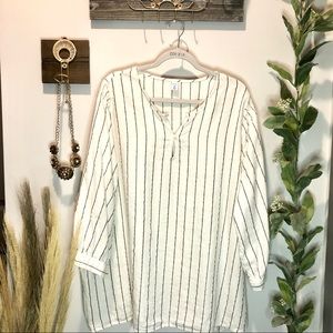 Old Navy Cream Striped Blouse